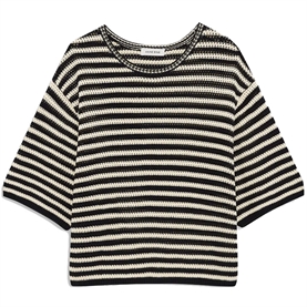 Anine Bing Theo Sweater, Black & Ivory Stripe 